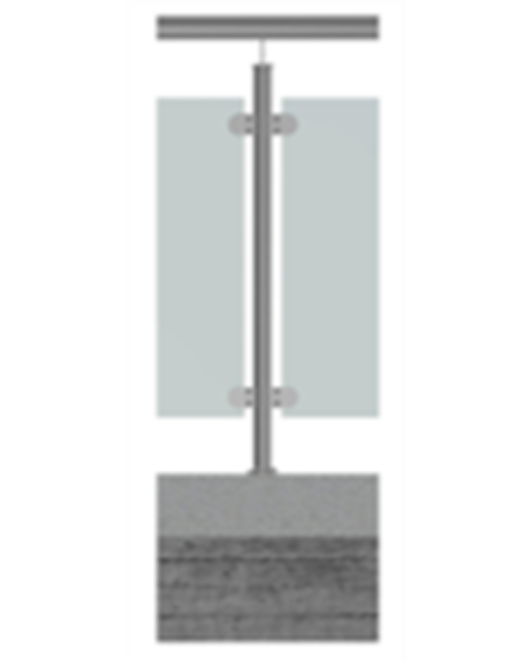 Glass Centre Post with Top Rail