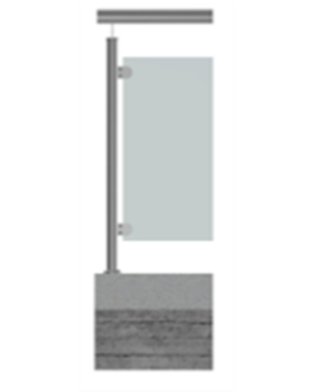 Glass with top rail